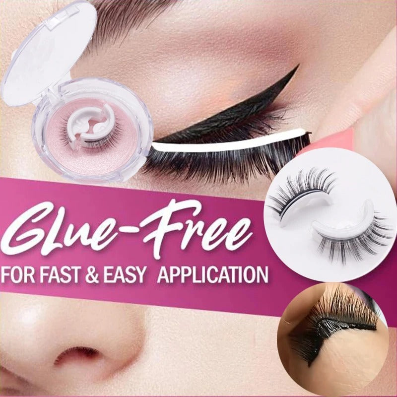 pack of 2 pair Reusable Self-adhesive False Eyelashes 3D Mink Lashes Glue-free Eyelash Extension 3 Seconds to Wear No Glue Needed Lashes